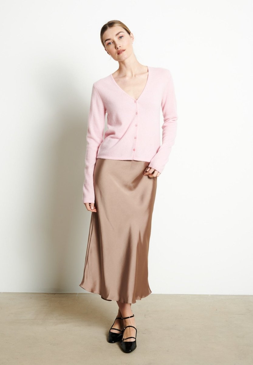 Cardigan col V cachemire rose baby femme - LILLY 7B-4