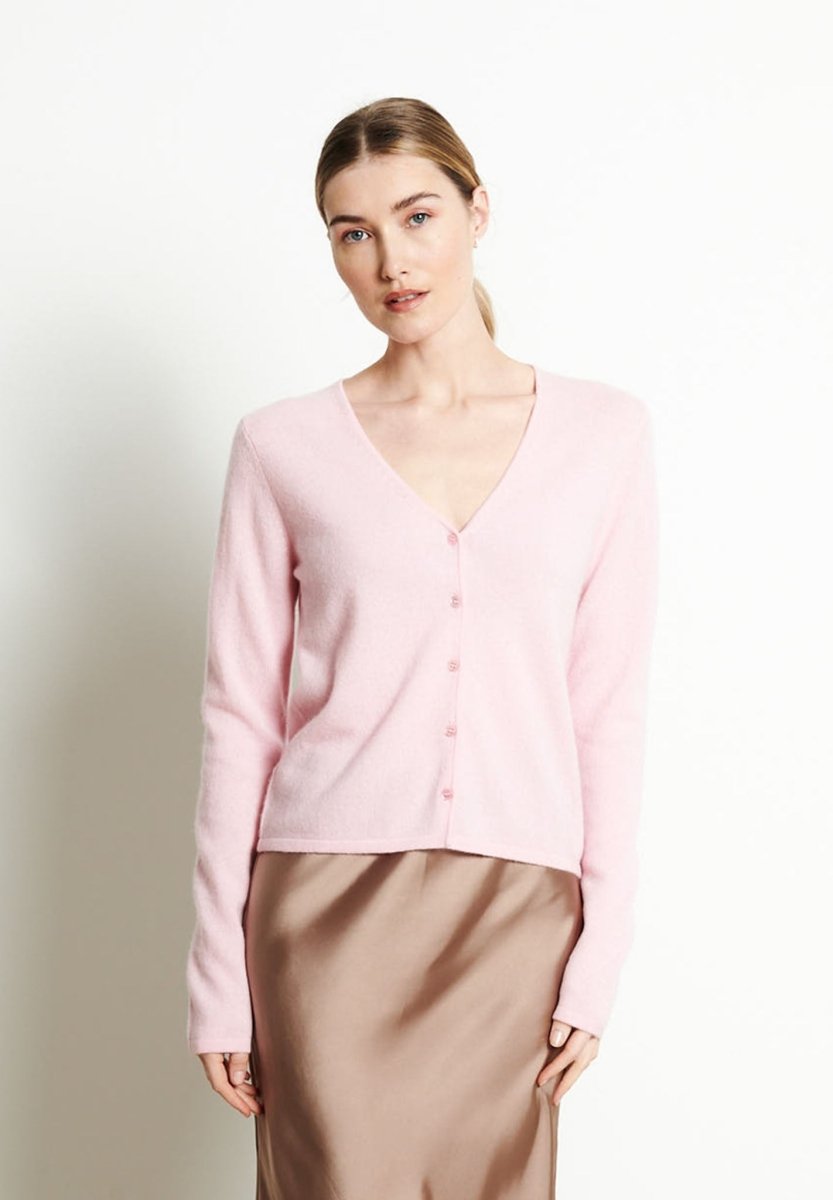 Cardigan col V cachemire rose baby femme - LILLY 7B-0