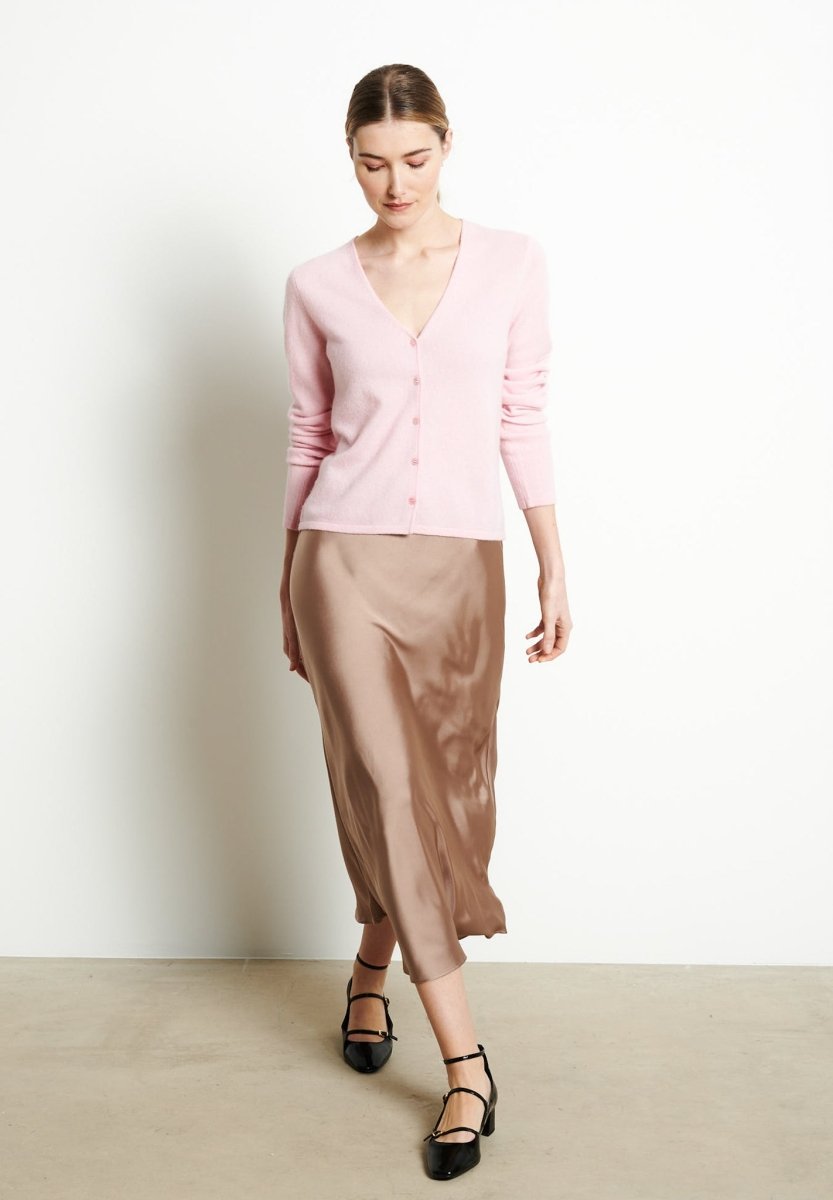 Cardigan col V cachemire rose baby femme - LILLY 7B-1