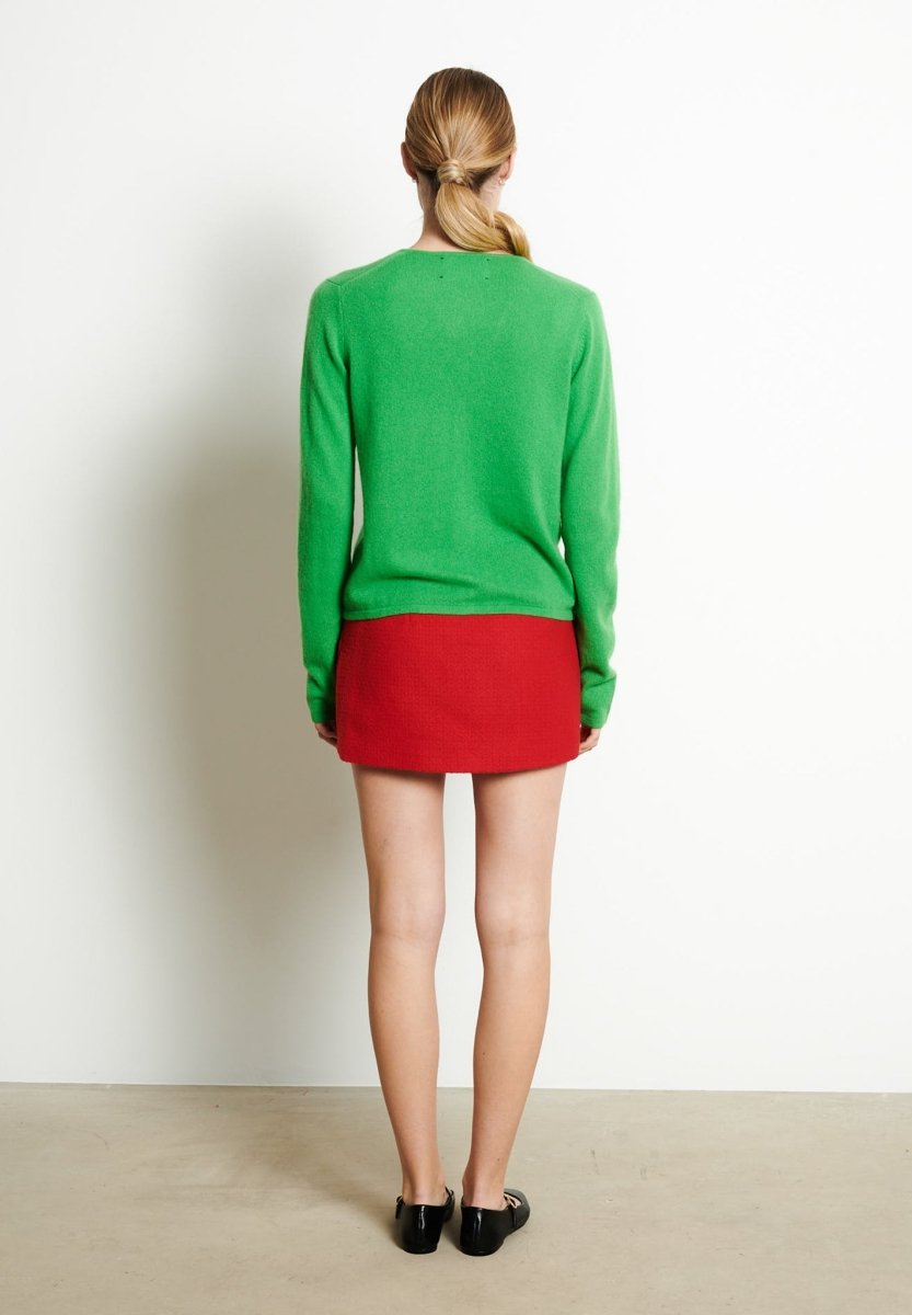Cardigan col V cachemire vert pomme femme - LILLY 7B-4